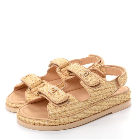 raffia chanel dad sandals|dad and trek sandals.